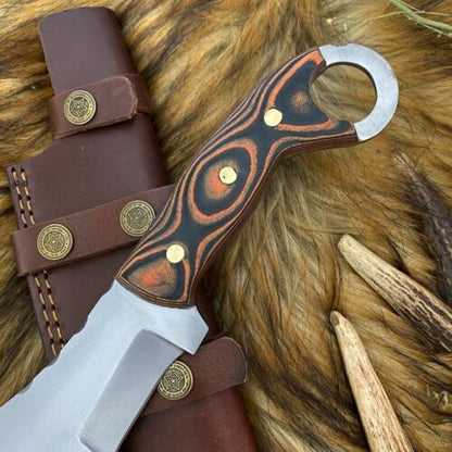 Hand Forged D2 Steel Tanto Tracker bowie Hunting Knife | Full Tang Wood Handle