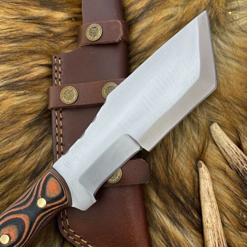 Hand Forged D2 Steel Tanto Tracker bowie Hunting Knife | Full Tang Wood Handle
