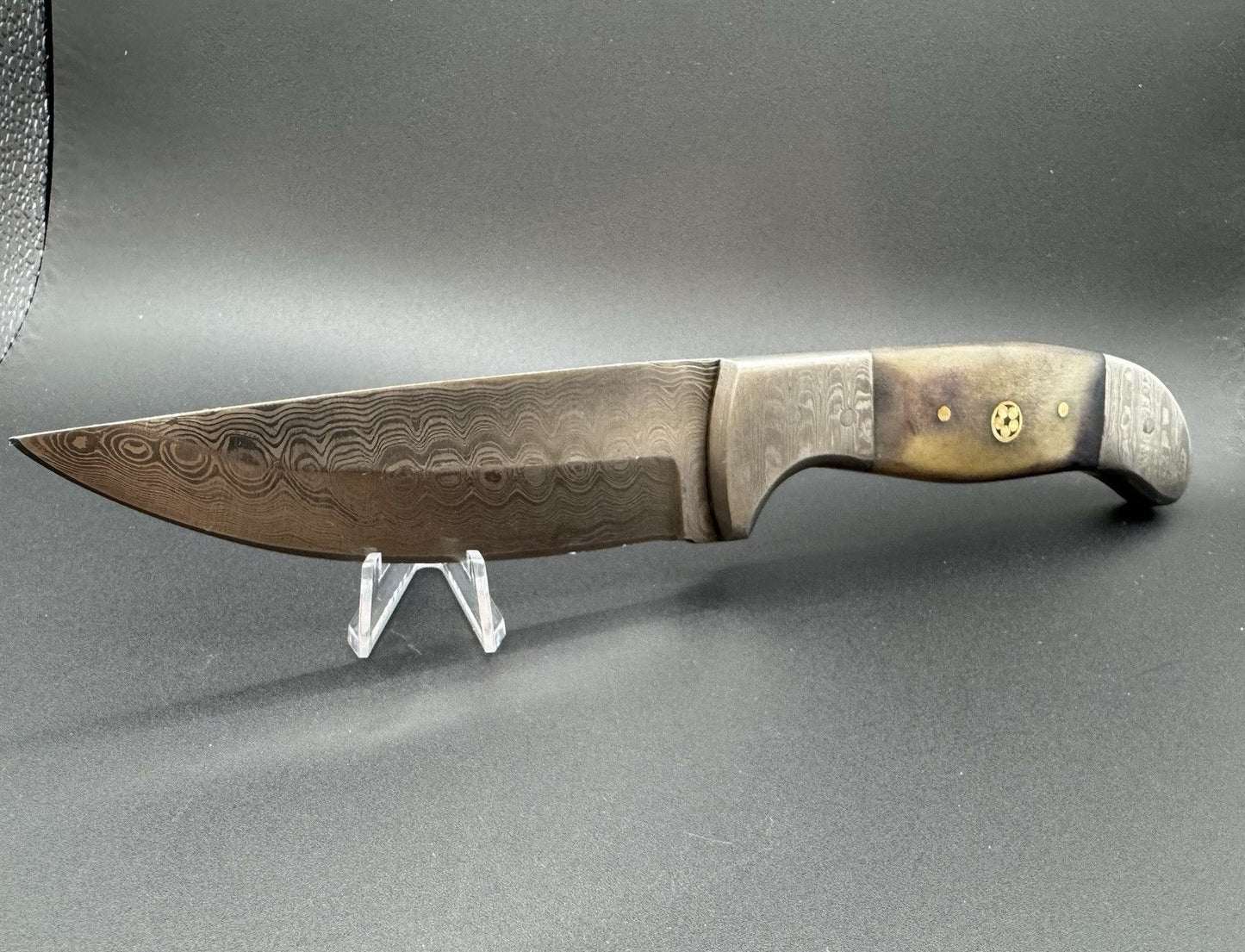 Heritage Forge Damascus Steel Bowie Hunting Knife with Custom Sheath – 9" Overall, 4.5" Blade