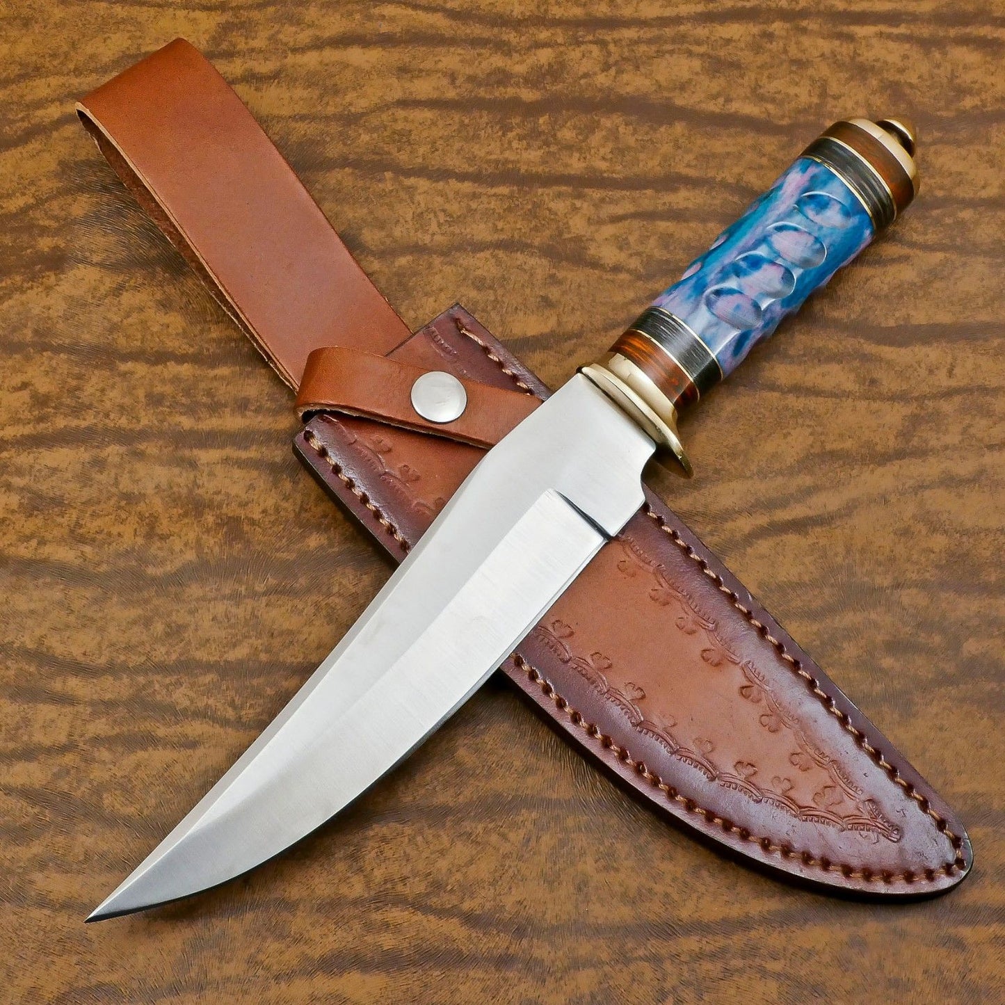 Custom Handmade 12 Inch D2 Steel Blade Hunting Bowie Camping Knife