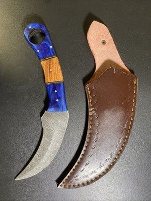 10" Damascus Karambit Knife Tactical Damascus Steel Karambit with Wood Handle