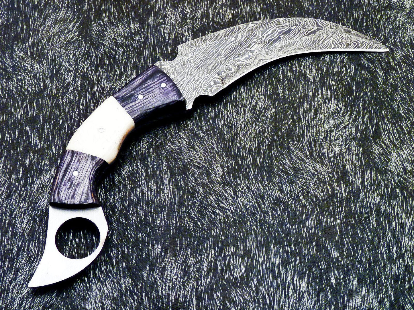 Handforged Damascus Karambit Knife Full Tang Karambit Damascus Steel With Wood and Bone Handle