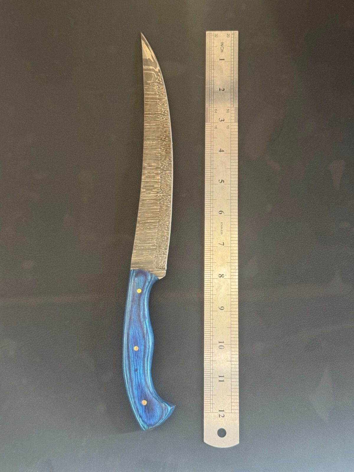 13" Damascus Fillet Knife Custom Fillet Knife with Pakka Wood Handle