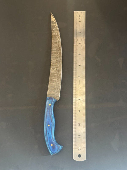 13" Damascus Fillet Knife Custom Fillet Knife with Pakka Wood Handle
