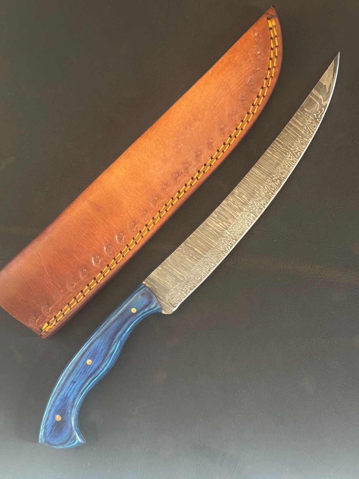 13" Damascus Fillet Knife Custom Fillet Knife with Pakka Wood Handle