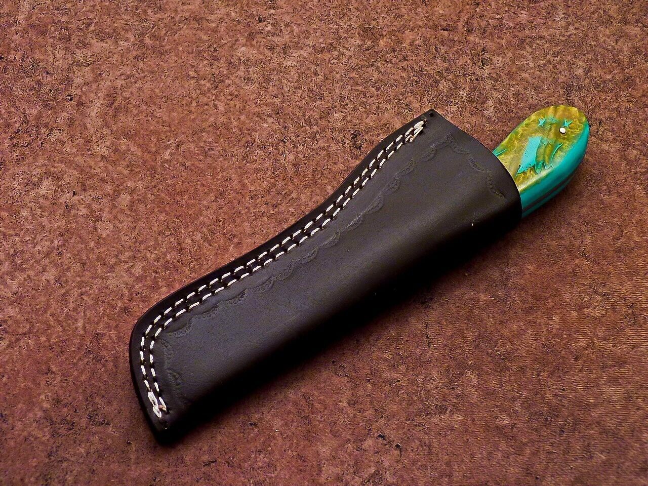 Handmade Damascus Steel Bull Cutter Knife Custom Cowboy Bull Cutter Knife with Resin Handle