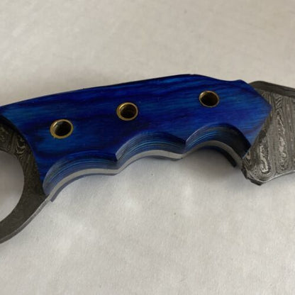 7.5" Custom Handmade Damascus Karambit Knife Full Tang Best Karambit With Wood Handle