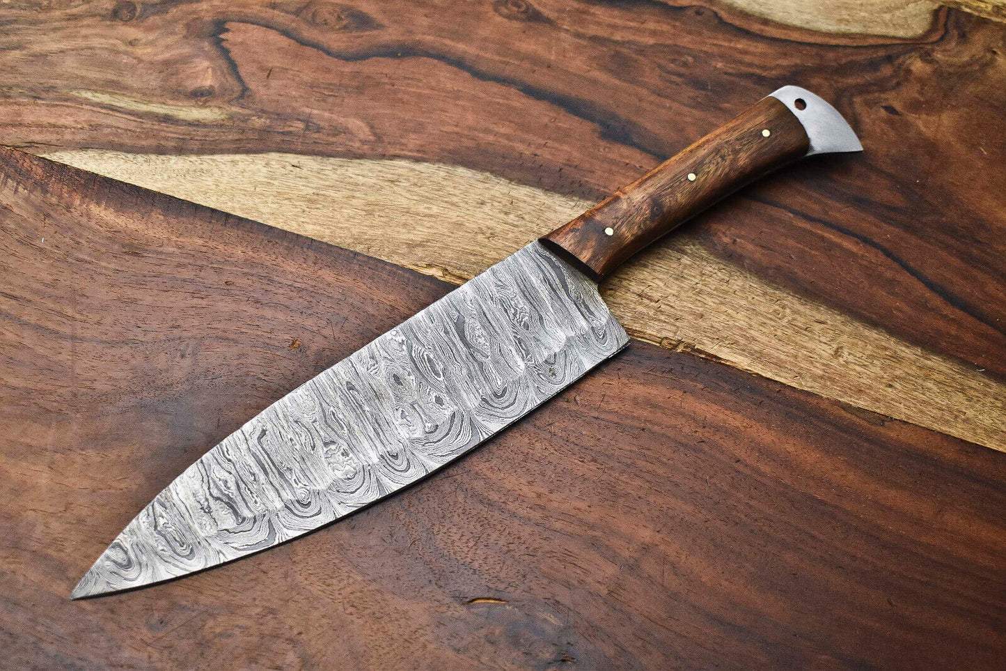 Handmade Damascus Steel Chef Knife – 13" Full Tang Kitchen Knife, 384-Layer Forged Blade