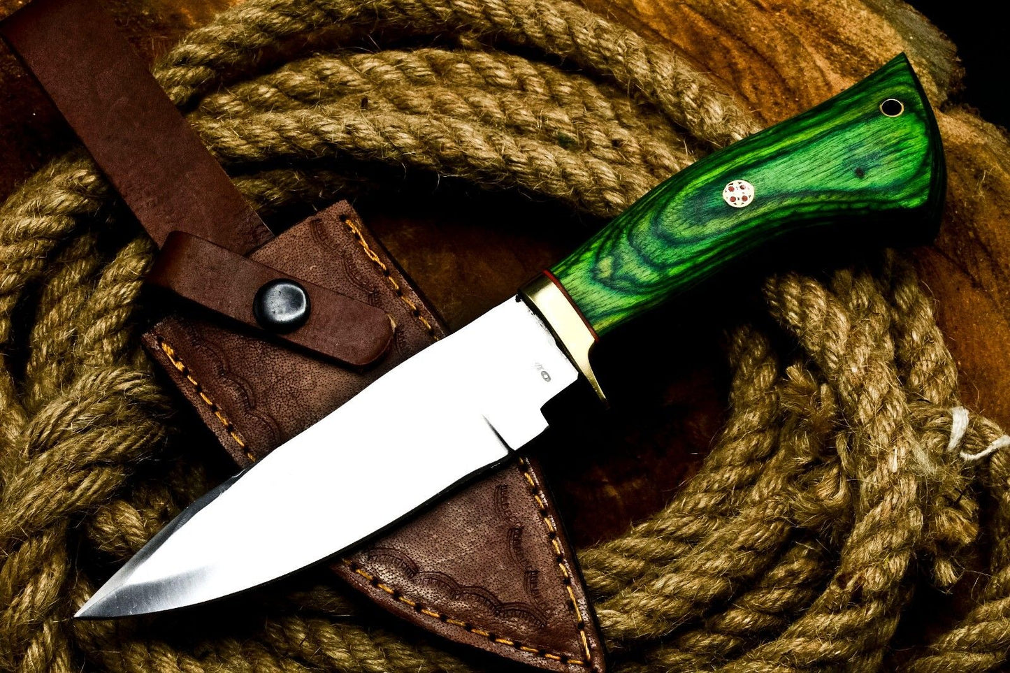 10" Handmade D2 Steel Skinner Knife | Hardwood Handle Hunting EDC with Sheath