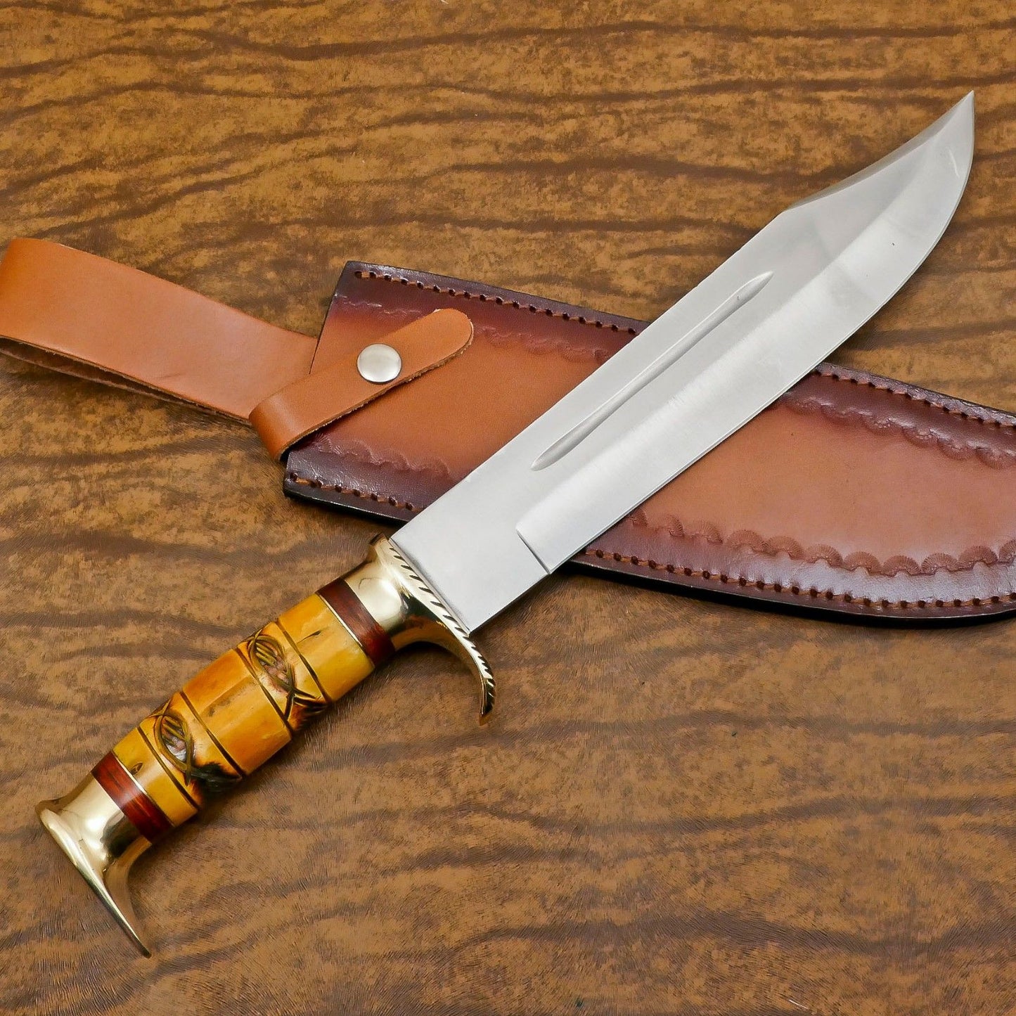 Custom Handmade D2 Steel Bowie Knife | 14" Hunting & Camping Fixed Blade