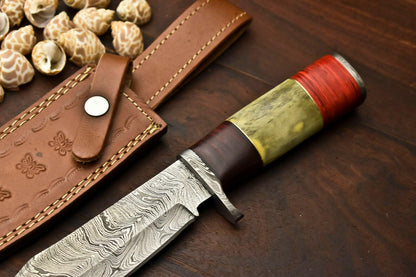12” Damascus Bowie Knife – Camel Bone Handle