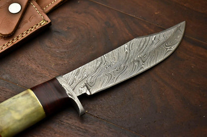 12” Damascus Bowie Knife – Camel Bone Handle