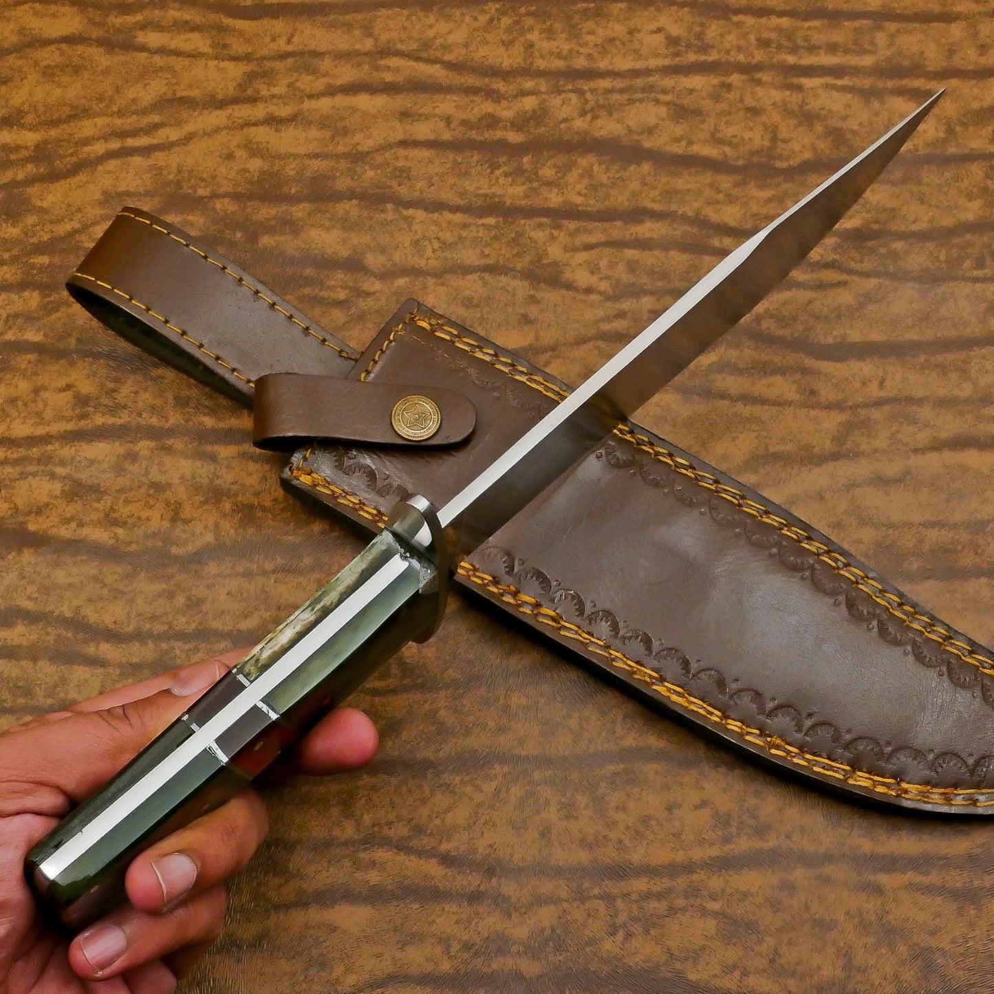 Handmade 12-Inch D2 Steel Full Tang Bowie Hunting, Sport & Camping Knife
