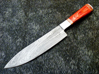 13" Custom Hand Forged Damascus Steel Chef Knife Kitchen Knife with Hardwood Handle