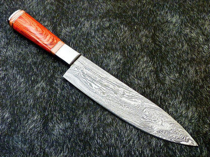 13" Custom Hand Forged Damascus Steel Chef Knife Kitchen Knife with Hardwood Handle