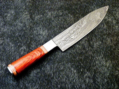 13" Custom Hand Forged Damascus Steel Chef Knife Kitchen Knife with Hardwood Handle