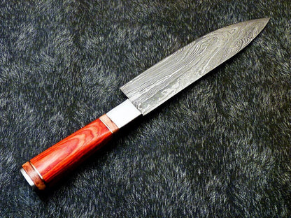13" Custom Hand Forged Damascus Steel Chef Knife Kitchen Knife with Hardwood Handle