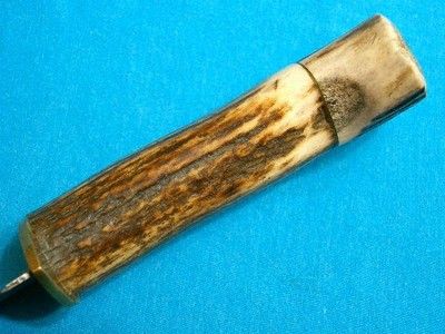 Vintage Feather Damascus Bowie Knife with Stag Antler Handle – 15.4" Custom Handmade Blade