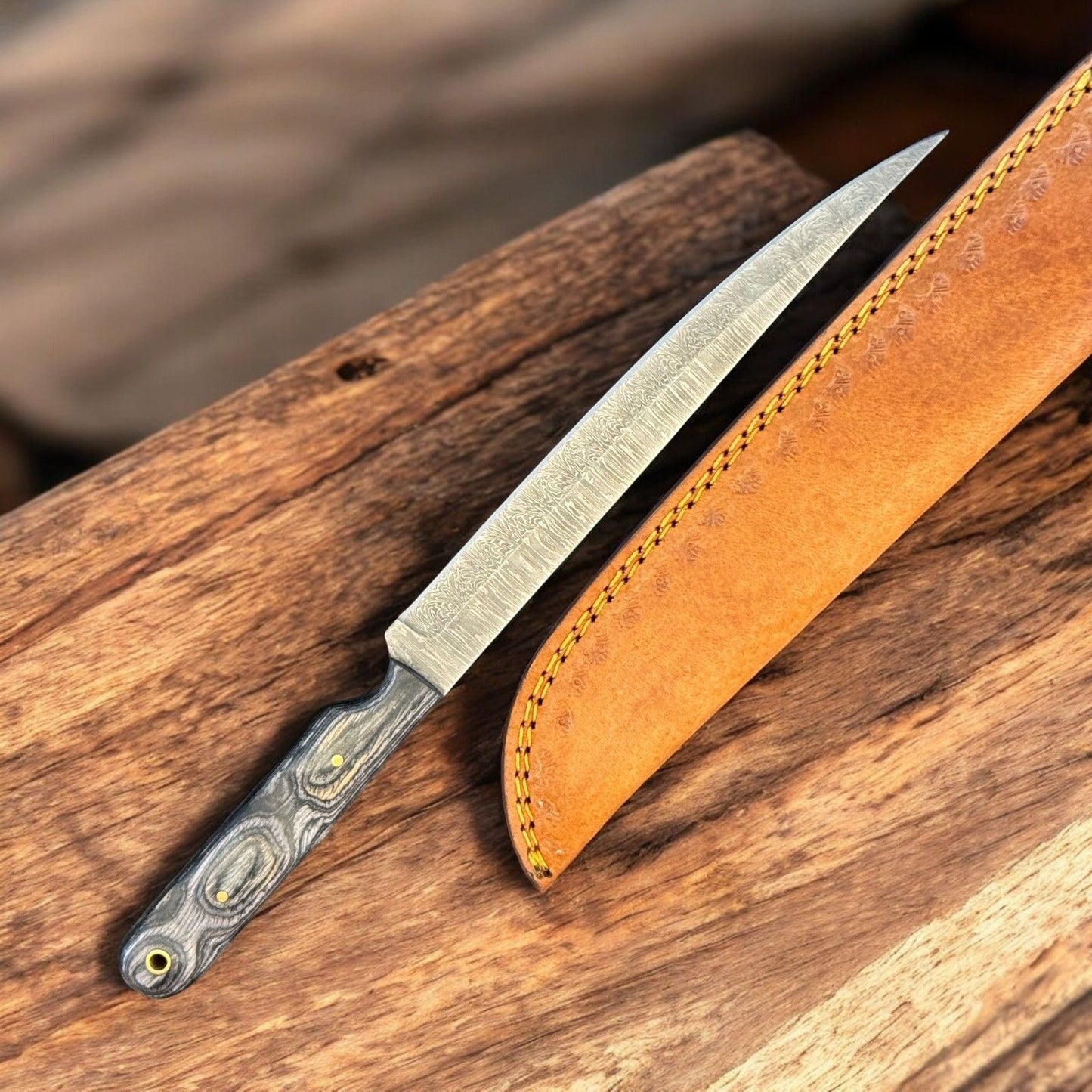 12" Handcrafted Kitchen Knife Damascus Steel Fillet Knife & Best Fillet Knife With Wood Handle