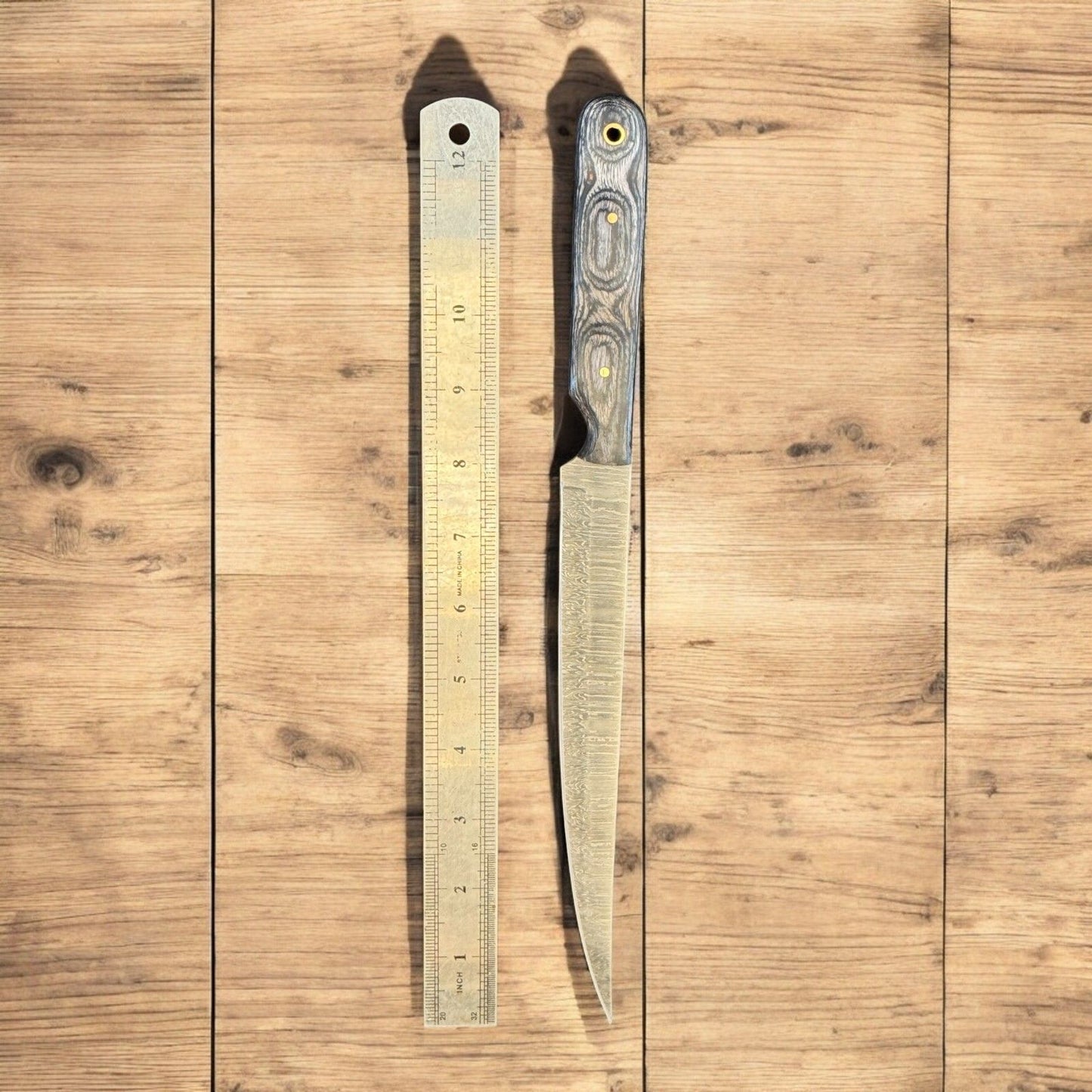 12" Handcrafted Kitchen Knife Damascus Steel Fillet Knife & Best Fillet Knife With Wood Handle