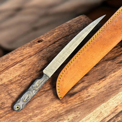 12" Handcrafted Kitchen Knife Damascus Steel Fillet Knife & Best Fillet Knife With Wood Handle