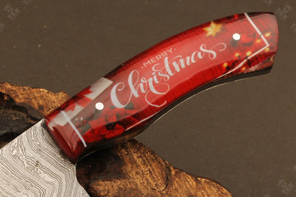 Heritage Forge 8 Inch Ladder Damascus Steel Bowie Knife with Resin Handle
