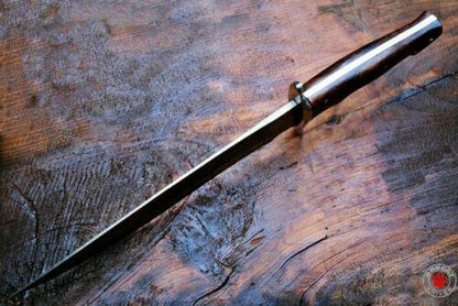 Handmade Damascus Steel Bowie Hunting Knife with Walnut Wood Handle by Heritage Forge