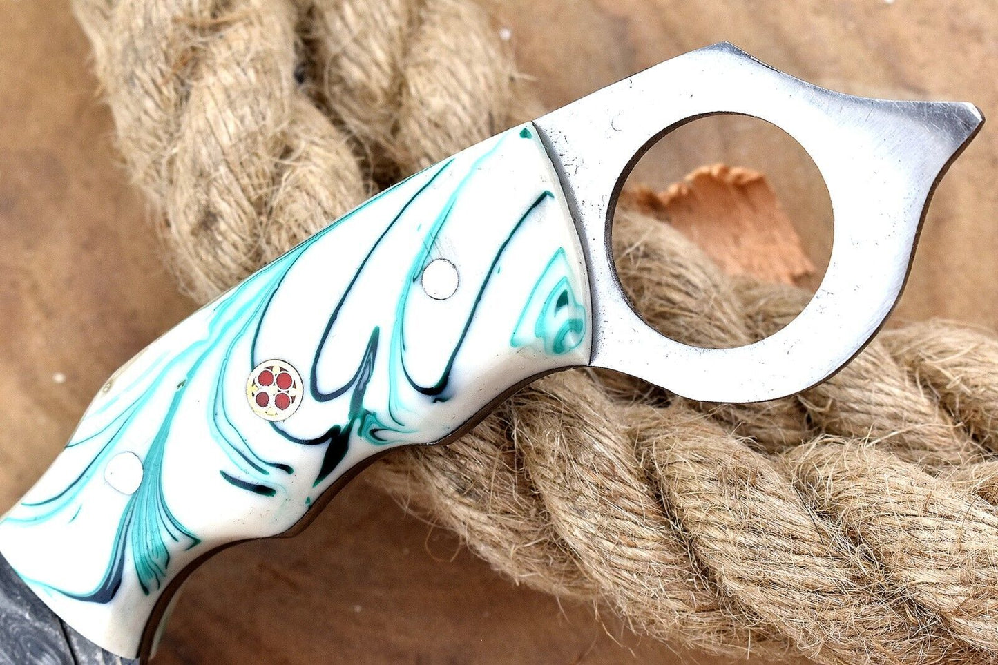 Custom Handmade Damascus Karambit Knife Hunting Karambit with Resin Handle
