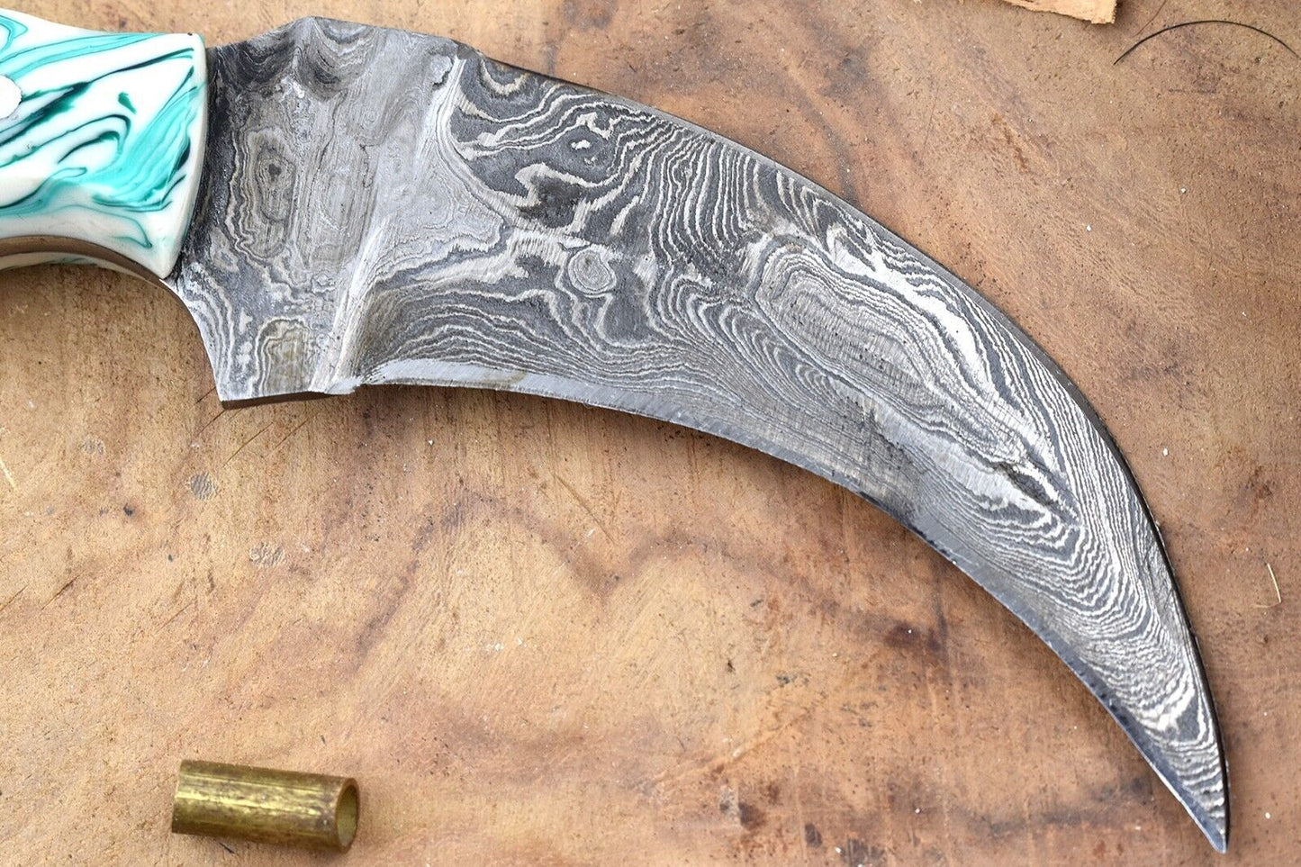 Custom Handmade Damascus Karambit Knife Hunting Karambit with Resin Handle