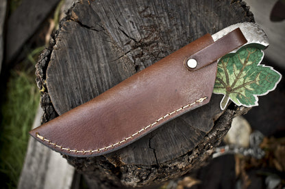 Custom Handmade Damascus Skinner Knife Twist Pattern 440C Steel with Leather Sheath