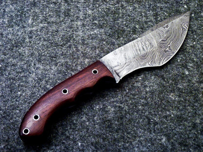 10.5 Inch Handmade Damascus Full Tang Hunting Bowie Knife with Hardwood Handle