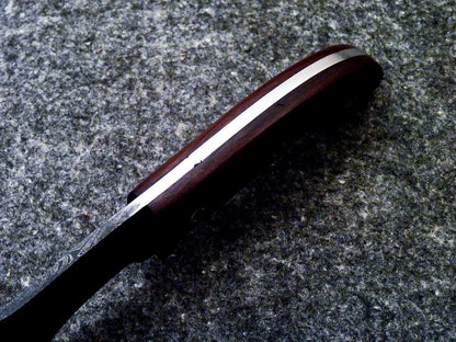 10.5 Inch Handmade Damascus Full Tang Hunting Bowie Knife with Hardwood Handle