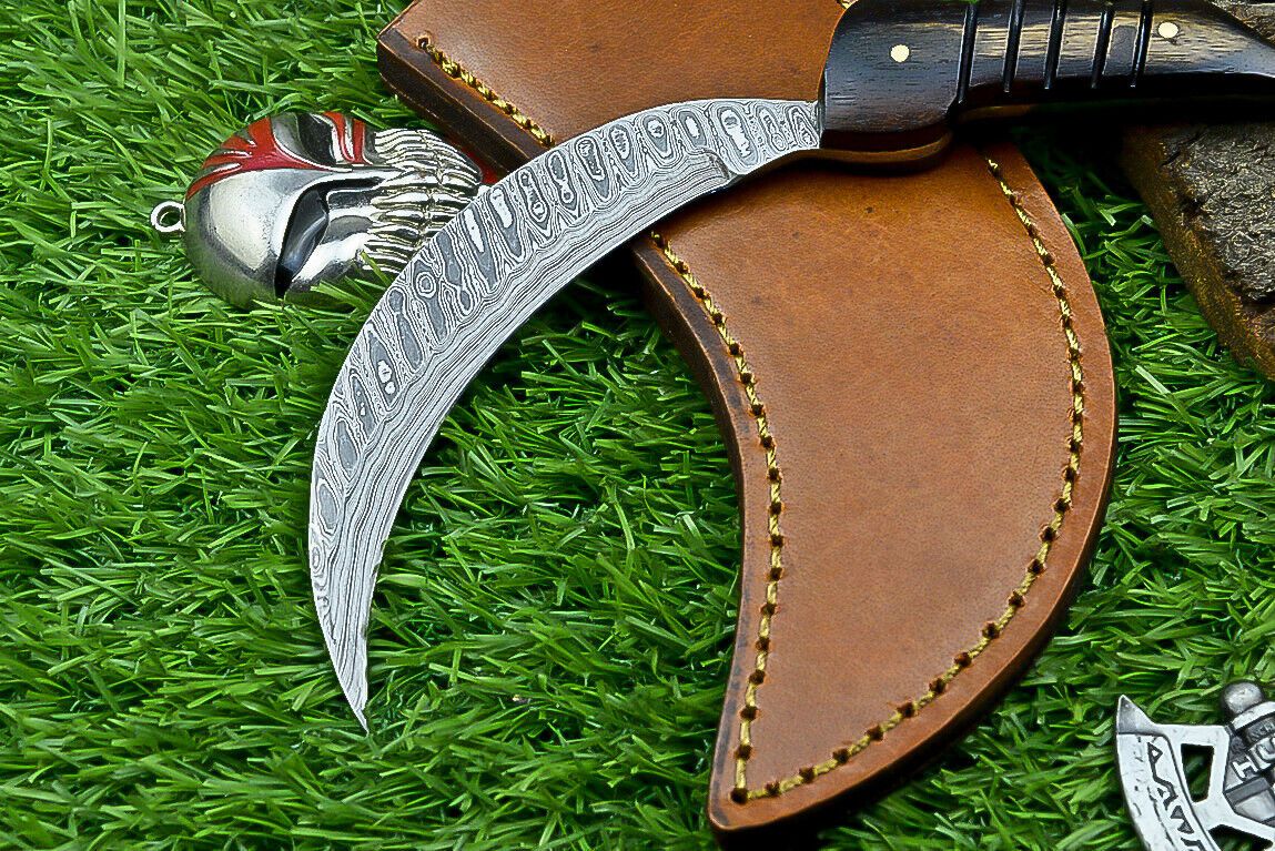 Handmade J2 Steel 8" Bowie Hunting Knife with Wooden Handle & Leather Sheath
