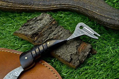 Handmade J2 Steel 8" Bowie Hunting Knife with Wooden Handle & Leather Sheath