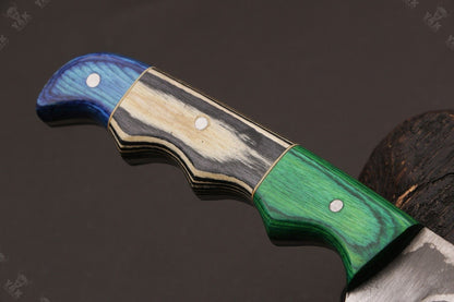 13" Custom Handmade Fire Damascus Steel Fillet Knife Damascus Fillet Knife W/Sheath