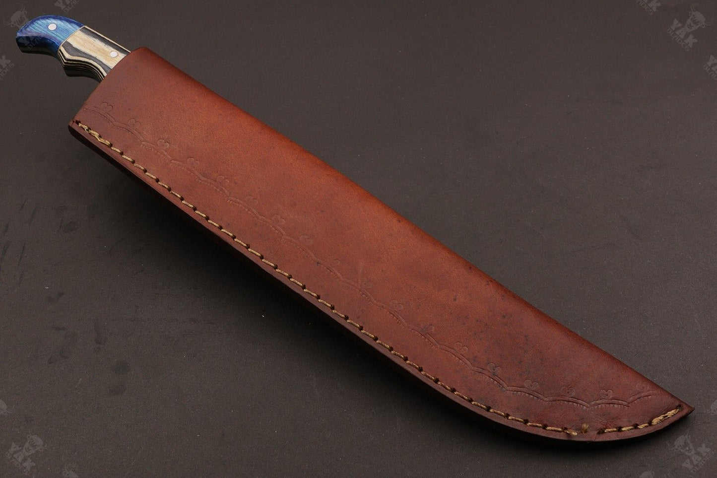 13" Custom Handmade Fire Damascus Steel Fillet Knife Damascus Fillet Knife W/Sheath