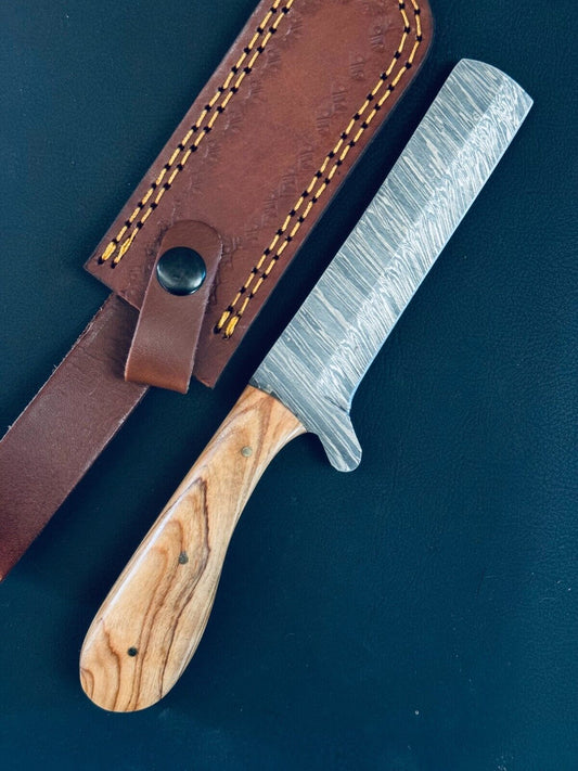 12" Cowboy Damascus Steel Bull Cutter Knife Best Bull Cutter Knife With Wood Handle