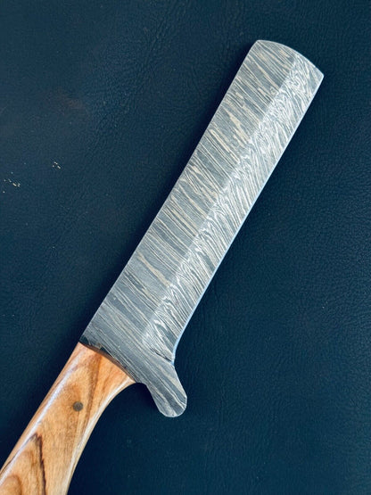 12" Cowboy Damascus Steel Bull Cutter Knife Best Bull Cutter Knife With Wood Handle