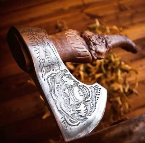 Handmade Hand-Forged Viking Axe Bearded Battle Axe with Customizable Handle