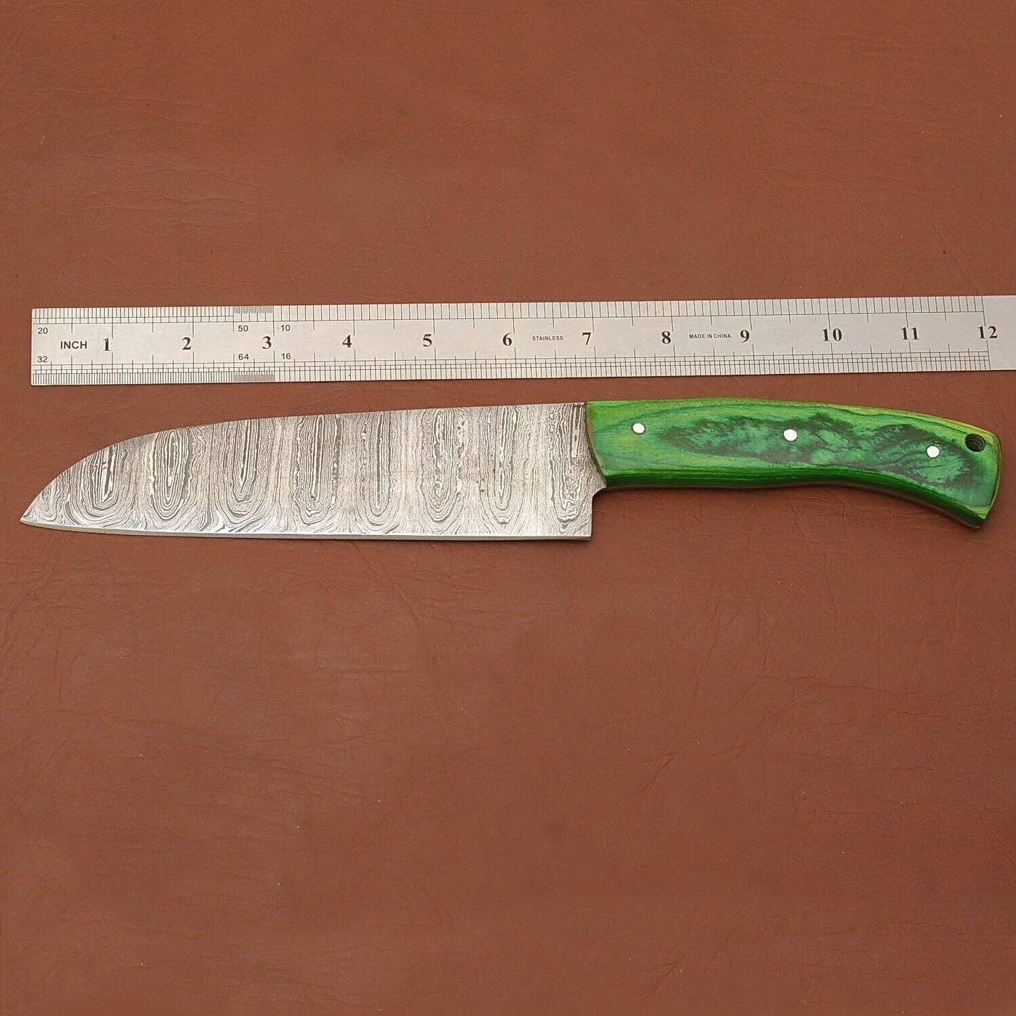 Premium Handmade Damascus Chef Knife – Full Tang Kitchen Knife with Wooden Handle