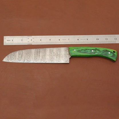 Premium Handmade Damascus Chef Knife – Full Tang Kitchen Knife with Wooden Handle