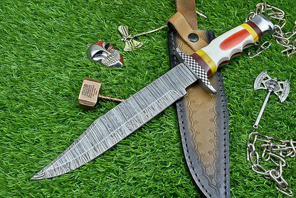 Heritage Forge Shadowfang Damascus Steel Bowie Knife with Resin Handle