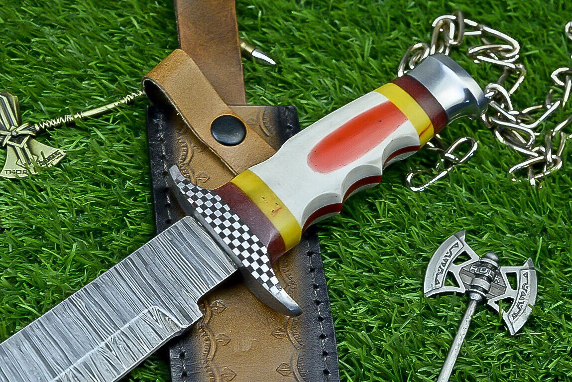 Heritage Forge Shadowfang Damascus Steel Bowie Knife with Resin Handle