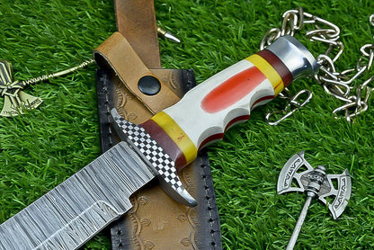 Heritage Forge Shadowfang Damascus Steel Bowie Knife with Resin Handle