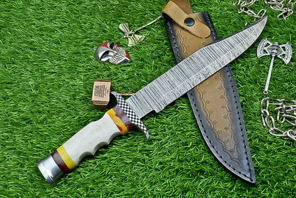 Heritage Forge Shadowfang Damascus Steel Bowie Knife with Resin Handle