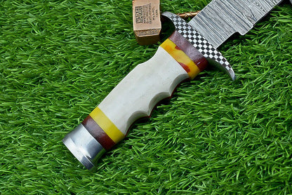 Heritage Forge Shadowfang Damascus Steel Bowie Knife with Resin Handle