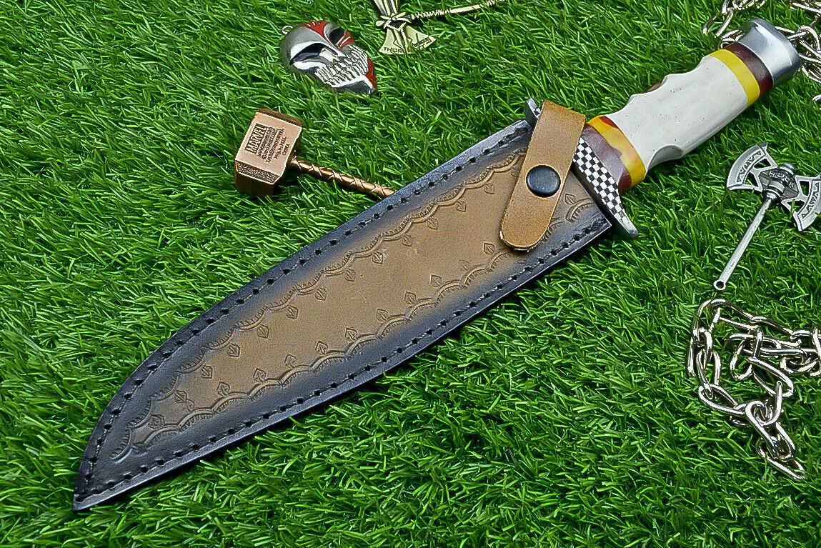 Heritage Forge Shadowfang Damascus Steel Bowie Knife with Resin Handle