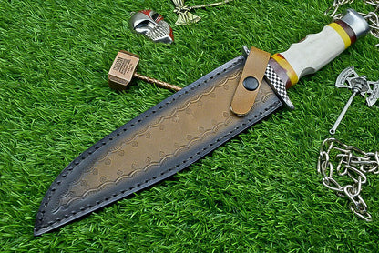 Heritage Forge Shadowfang Damascus Steel Bowie Knife with Resin Handle