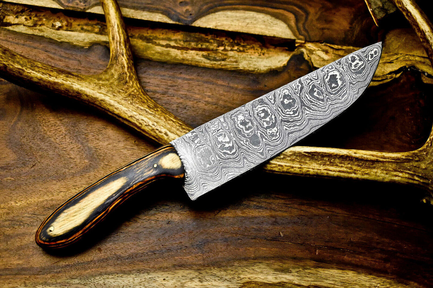 12" Hand-Forged Damascus Steel Chef Knife – Full Tang Kitchen Blade, Handmade Cutlery