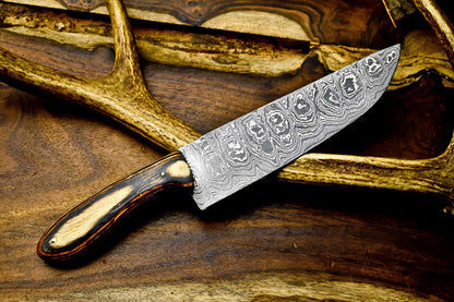 12" Hand-Forged Damascus Steel Chef Knife – Full Tang Kitchen Blade, Handmade Cutlery